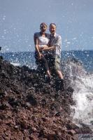 Elliott and Lara after the wave hits
